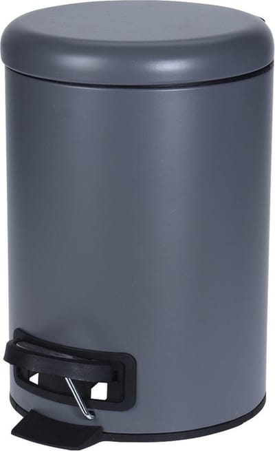 Pedaalemmer - donkergrijs - rond - 3 l - 17 x 25 cm - verwijderbare binnenemmer - toilet/badkamer