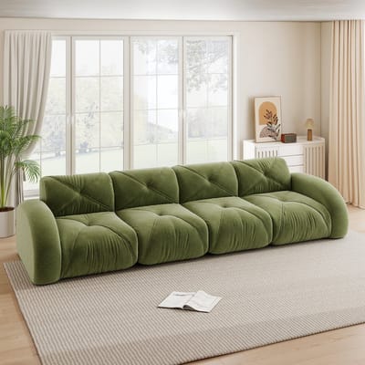 Wishdor Modulaire Bank Zonder Frame - Zacht Chenille En 32D-Schuim - Modern Voor De Woonkamer - Slijtvast En Gezinsvriendelijk - Groen
