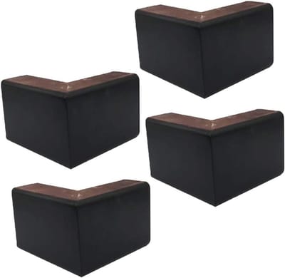 Bankpoten Massief Hout - Meubelpoten Tafelpoten - Meubels Stabiliseren - Met Kunststof Vloerbescherming - 10 cm - Zwart