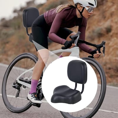 Fietszadel Met Rugleuning - Comfort Zadel - Dagelijks Gebruik - Ergonomische Steun - 30x24cm - Zwart