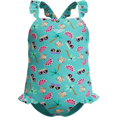 1-delig zwempak voor babymeisjes Speedo Dig Frill Thinstrap GRN