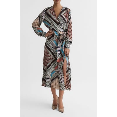 Reiss Alegra Midi Dress — Pink/blue Size: 4 | Midi Dresses Outlet | Dames | Roze