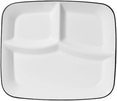 Gedeelde Borden - Keramiek Portiecontrole - 1 Stuk 25x22cm - Stapelbaar Design - Voor Thuis en Horeca - Wit