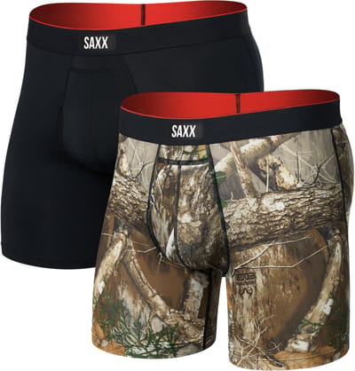 SAXX Heren Boxershort Multi-Sport Mesh - Boxer met BallPark Pouch® PRO - Sport Ondergoed met kortere pijp - REALTREE EDGE/ZWART - M