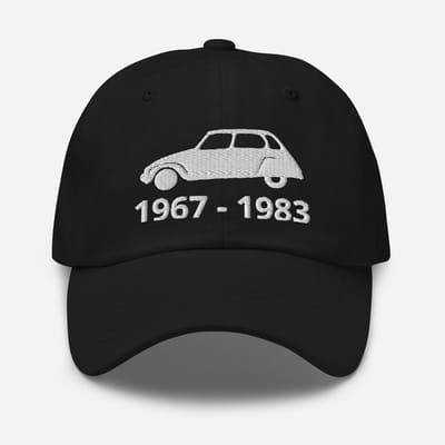 De2pktjes - Geborduurde Citroën Dyane pet met productieperiode - Zwart