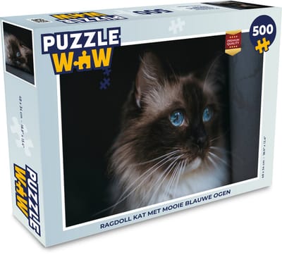 Puzzel Ragdoll kat met mooie blauwe ogen - Legpuzzel - Puzzel 500 stukjes
