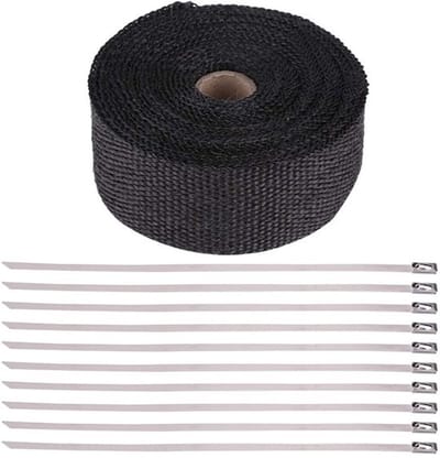 Allecto - Uitlaat Heat Wrap - Hoge warmte-isolatie - 16Ft zwart
