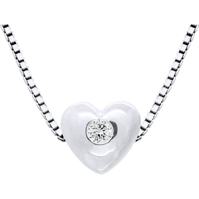Collier met Diamond Heart Cts Natural 0.030 925