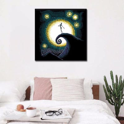 5D bricolage diamant abstrait crâne et lune point de croix diamant broderie mosaïque diamant décor à la maison 30x30CM black