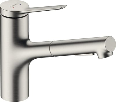 hansgrohe Zesis M33 - Keukenmengkraan - Ééngreeps bediening - 150mm maat - Uittrekbare vuistdouche - 2 straalfuncties - RVS look