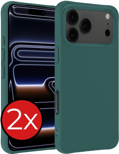 Hoesje - 2 Stuks - Geschikt voor iPhone 17 Pro / 18 Pro - Sterk & Shockproof - Telefoonhoes - Back Cover - Case Siliconen - Telefoon Hoes - Donkergroen
