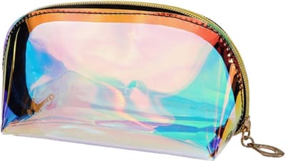 Fako Fashion - Make Up Tasje Holografisch Small - Toilettas Regenboog - Transparant - Thermoplastic PU - 16x6.8x10cm - Waterproof - Regenboog