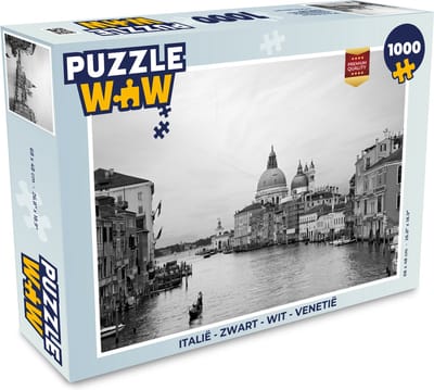 Puzzel Italië - Zwart - Wit - Venetië - Legpuzzel - Puzzel 1000 stukjes volwassenen