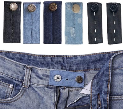 Dailygoods- Taille Verlengers Set 6 Stuks - Verstelbare Broekband Extensie - Knoop Verlengers - Ideaal voor Jeans/Rokken - Stijlvolle Kleuren - Slim Ontwerp met Meerdere Knoopgaten - Broekbandverlenger