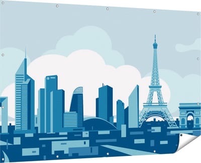Gards Tuinposter Skyline van Parijs - Abstract - 180x120 cm - Tuindoek - Tuindecoratie - Wanddecoratie buiten - Tuinschilderij
