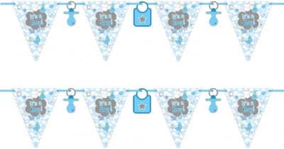 Folat Vlaggenlijnen geboorte jongen - 2x stuks - blauw - 6 meter - Its a boy - Feestartikelen/versieringen