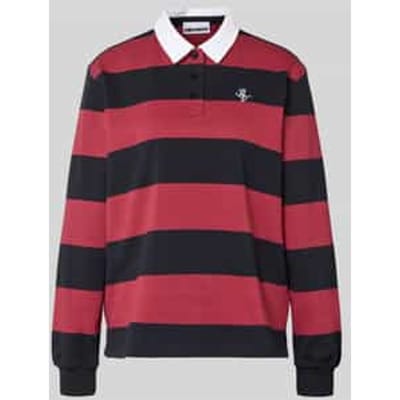 Poloshirt met lange mouwen met strepen en contrasterende knoopsluiting
