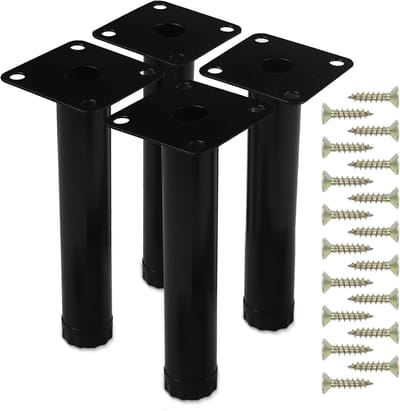 tekenewbse 4 stuks 15 cm zwart metalen meubelpoten, verstelbaar, voor kasten, salontafels, tv-kasten