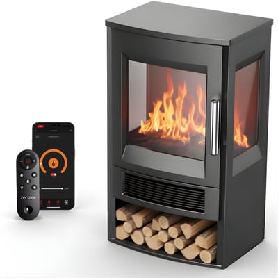 Elektrische kachel – Sfeerhaard – Thermostaat – Timer - Afstandsbediening - WiFi APP bediening – 1800W – Zwart – Bijverwarming – Ventilatorkachel – Heater – Elektrische verwarming – Convectorverwarming - Haard - Openhaard