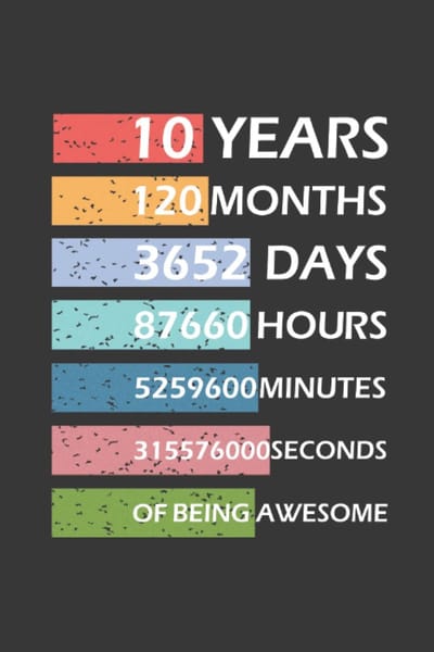 10 Years 120 Months 10th Birthday Of Being Awesome Vintage | Funny Lined Notebook For Kids | Ten Years Now Journal: Boys & Girls 10 Yrs Old BDay Gift