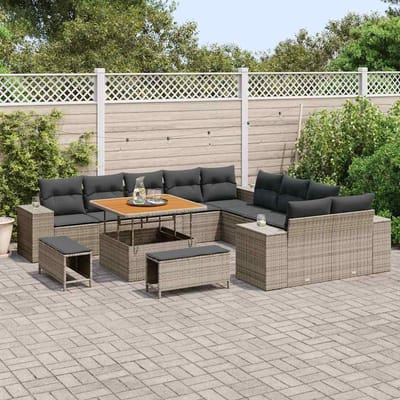 vidaXL - Tuinbank - Set - 13 - st - Grijs - poly - rattan