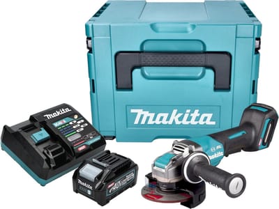 Makita GA 047 GM101 Accu haakse slijper 40 V max. 125 mm X-LOCK Brushless + 1x oplaadbare accu 4.0 Ah + lader + Makpac