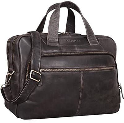 Vintage Leren Schoudertas 15.6 Inch - Ruime Business Tas voor Laptop en Werk