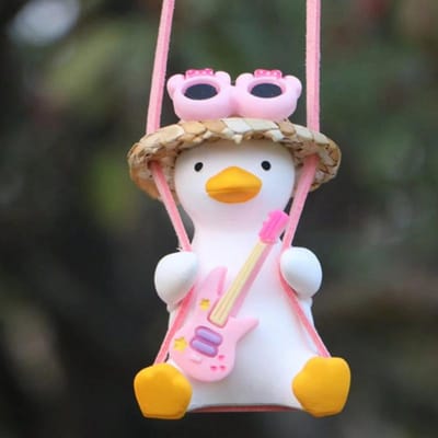 Anime Roze Schommel Eend Auto Decoratie Hanger Schattig Auto Achteruitkijkspiegel Hangend Ornament Voor Vrouwen Auto Interieur Accessoires