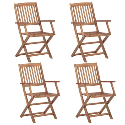 vidaXL - Set - van - 4 - klapstoelen - met - kussens, - gemaakt - van - massief - acaciahout.