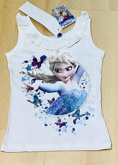 Disney Frozen mouwloos t-shirt - katoen - wit - maat 122/128 (8 jaar)