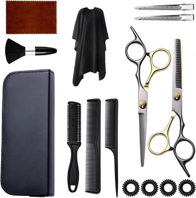 REN® Kappersset - Kappersmantel - Kappersset Speelgoed - 15-delig - roestvrij staal - Zilver-Gold - 17cm x 9cm x 1cm