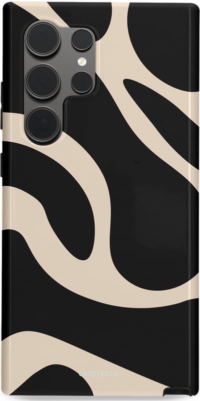Casetastic hoesje geschikt voor Samsung Galaxy S24 Ultra - Dubbellaagse bescherming - Zwart Zand Organische Golven - Fashion Case - Zwart Zand