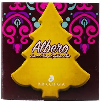 Arbre de Noël pistache fait de chocolat pistache 100g Aricchigia de Bronte Noël