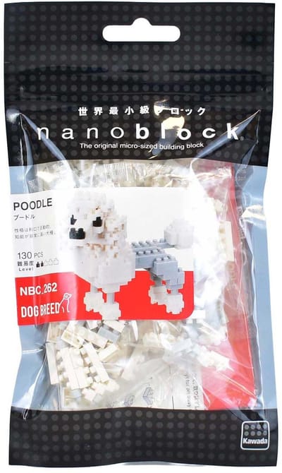 Lobbes bouwset poedel microblokjes - Nanoblock dieren speelgoed 130 stuks.