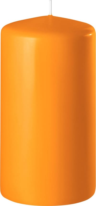 Enlightening Candles Cilinderkaars/stompkaars - oranje - D6 x H8 cm - 27 branduren - Dikke kaarsen - Voor kandelaar of plateau