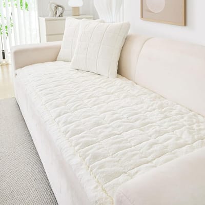 Zachte en Dikke Sofa Hoes voor 1/2/3/4 Zits Bank, Antislip, Faux Mink Velvet, Bescherming voor Huisdieren, Beige, 70 x 210 cm