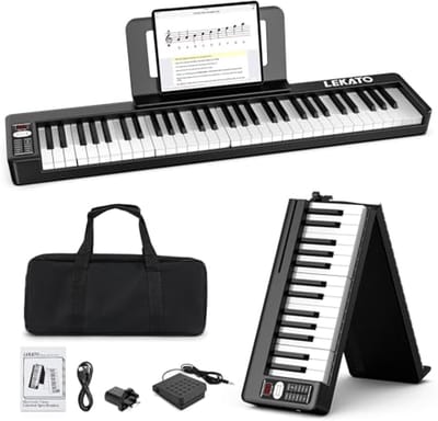 Opvouwbare Piano - Keyboard Draagbaar - Muziek Leren Spelen - Semi-gewogen Toetsen - 61 Toetsen - Zwart