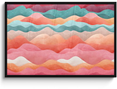 Poster in lijst - Fotolijst 120x80 cm - Posters - Golven - Kleurrijk - Abstract - Posterlijst zwart - Decoratie - Wanddecoratie woonkamer - Muurdecoratie slaapkamer
