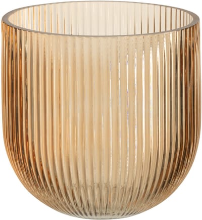 J-Line vaas Gestreept - glas - caramel - large - Ø 15.3 cm