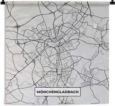 Wandkleed - Wanddoek - Plattegrond - Duitsland - Mönchengladbach - Kaart - Stadskaart - 180x180 cm - Wandtapijt