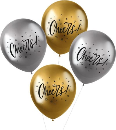 Folat - ballonnen Shimmer Cheers Meerkleurig 33 cm - 4 stuks