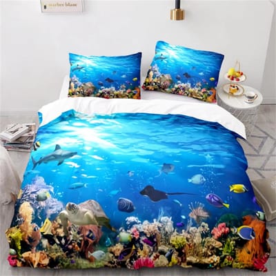Wave Dekbedovertrek Set, Zee Oceaan Nautische Beddengoed Set Zeilboot Dekbedovertrek, Queen/King/Full/Twin Maat Polyester Dekbedovertrek AU Single140x210cm