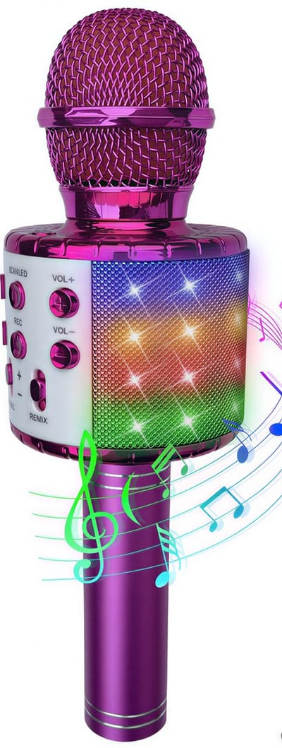 PartyFunLights - Karaoke Microfoon Bluetooth - Pink - Karaoke Set - Voor Kinderen en Volwassenen - Draadloos - Echo - Met Speaker - LED Licht - Nederlandse Handleiding