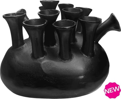 Tulpenvaas Assen 12 toeters | Toetervaas | Zwart | L50 x B45 x H35 cm