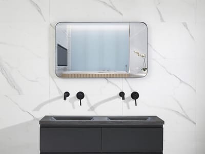 Mawialux Badkamerspiegel met zwarte rand - 100x60cm - Rechthoek - Verwarming - Cobie