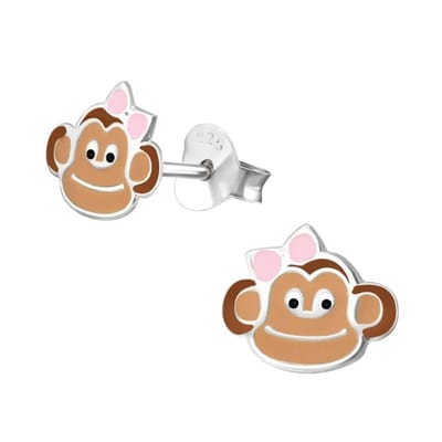 Aramat Jewels - Oorbellen - Zilveren kinder oorbellen met aapjes