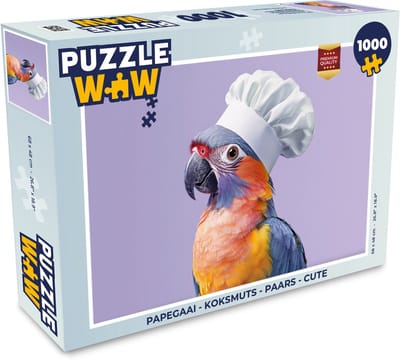 Puzzel Papegaai - Koksmuts - Paars - Cute - Legpuzzel - Puzzel 1000 stukjes volwassenen