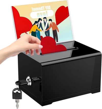 Slotbare acryl inzamelbox voor voorstellen, stemformulieren en visitekaartjes - Ideaal voor evenementen en wedstrijden