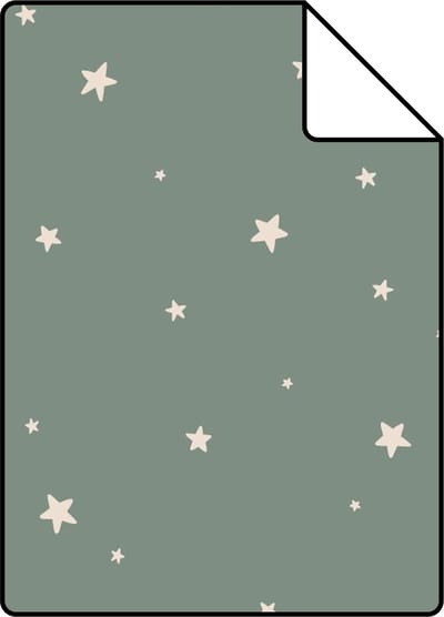 Proefstaal ESTAhome behang sterretjes vergrijsd groen - 26.5 x 21 cm - 139689-S