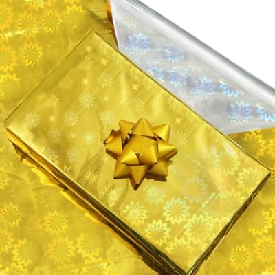 Dubbelzijdig Holografisch Inpakpapier - 25 Vellen Goud en Zilver voor Cadeaus en Knutselprojecten